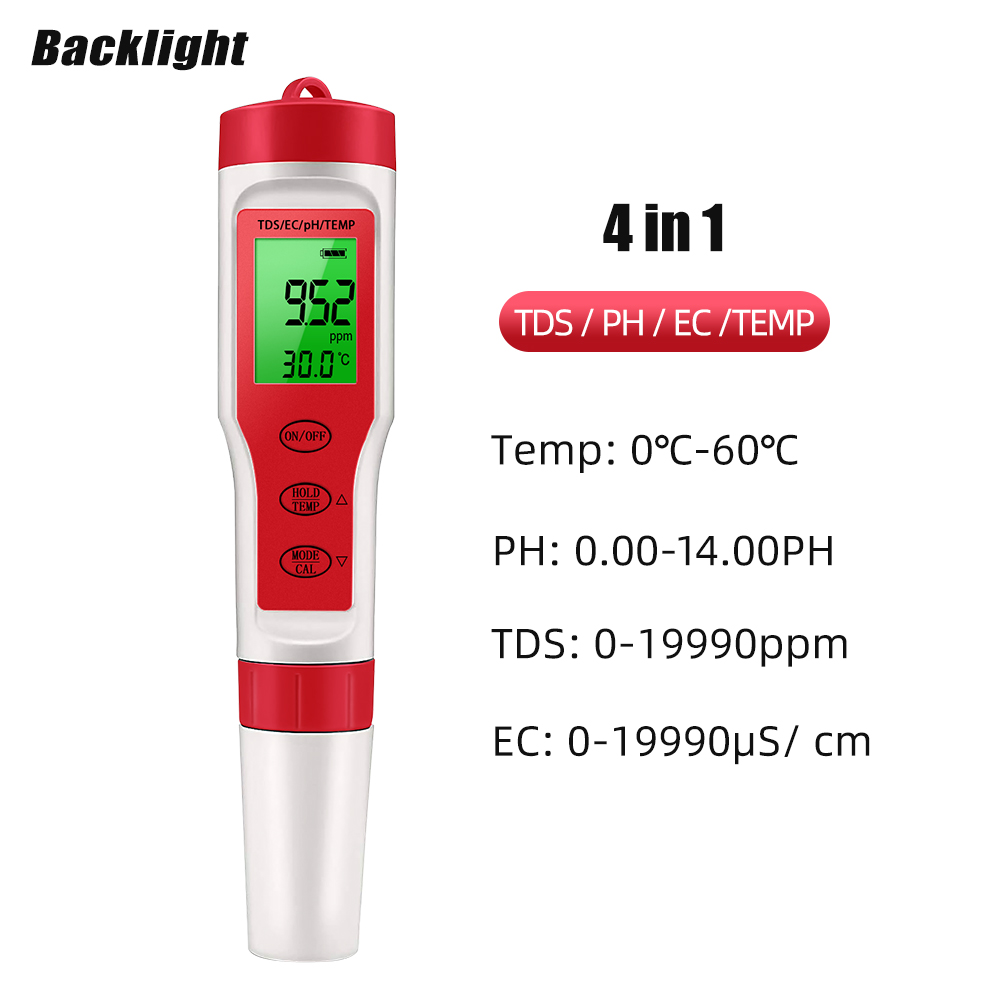 Ph Meter Digital Water Tester - Misuratore PH TDS 4 IN 1