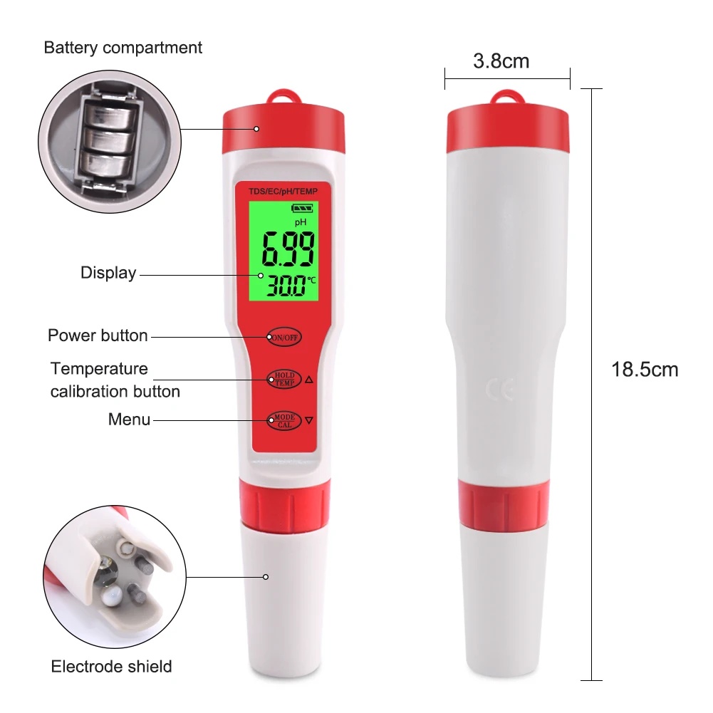 Misuratore PH TDS 4 IN 1 PH/TD - Ph Meter Digital Water Tester recensione e prezzo